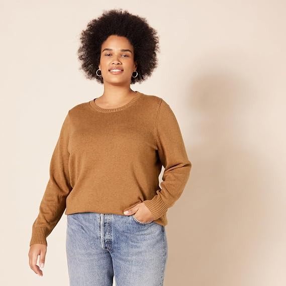 Camel Brown Crew Neck Sweater obraz 3
